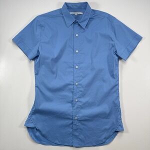 PARKE & RONEN Bal Harbour Short Sleeve Button Up Shirt Mens Small Blue Stretch